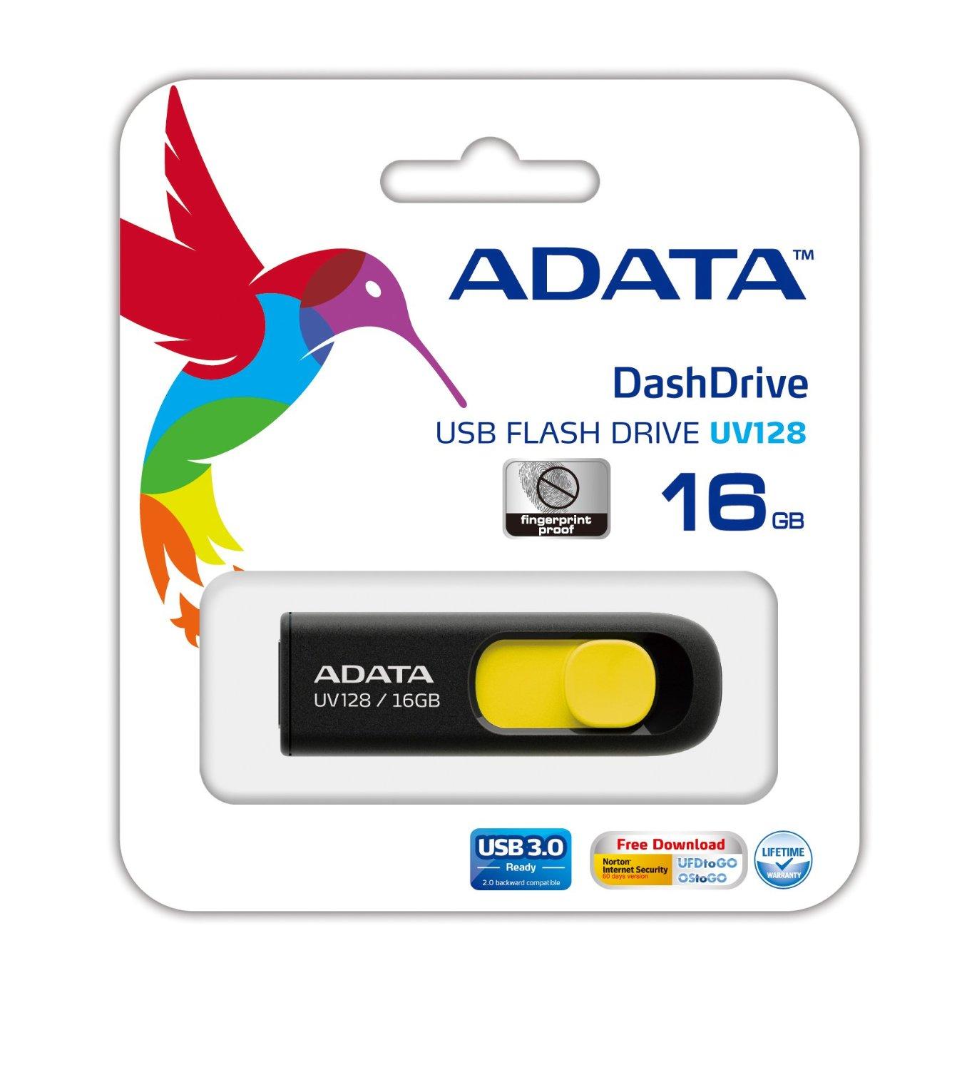 PenDrive Adata UV128 16GB USB 3.0 (czarno-żółty)