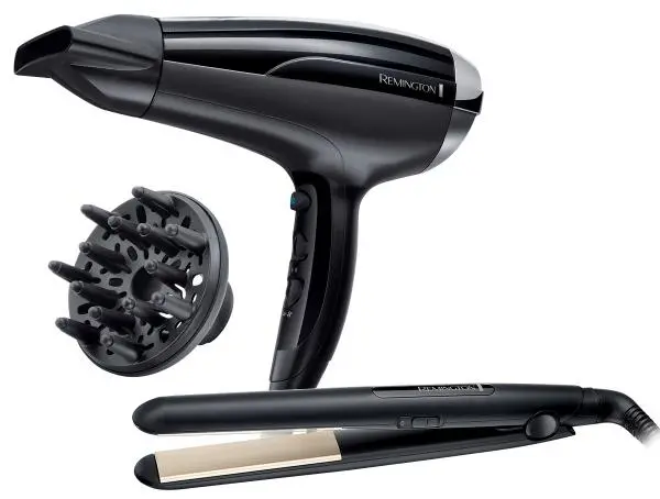 Suszarka do włosów Remington Pro-Air Shine 2200 D5215 + Prostownica Ceramic Slim 220 S1510 Jonizacja Dyfuzor Zimny nawiew 2300W