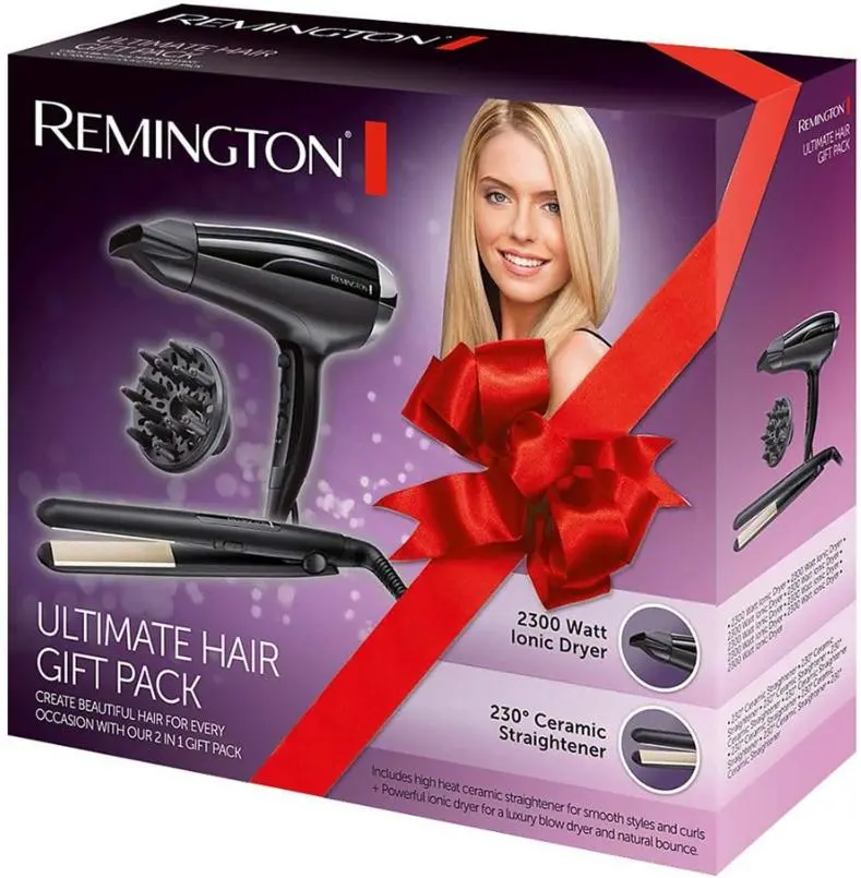 Suszarka do włosów Remington Pro-Air Shine 2200 D5215 + Prostownica Ceramic Slim 220 S1510 Jonizacja Dyfuzor Zimny nawiew 2300W