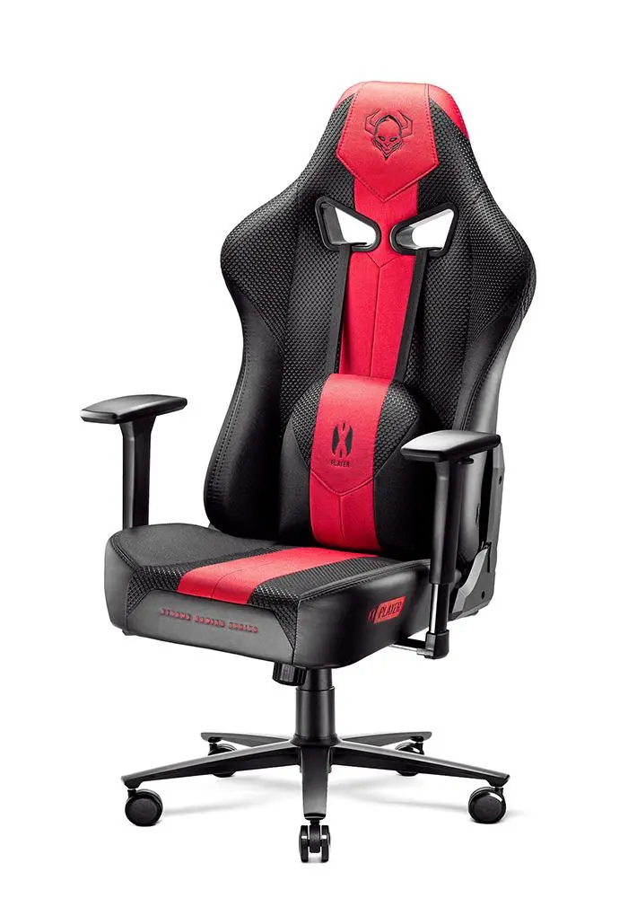Fotel Diablo Chairs X-Player 2.0 Normal Size Gamingowy do 150kg Skóra ECO Tkanina Karmazynowo-antracytowy
