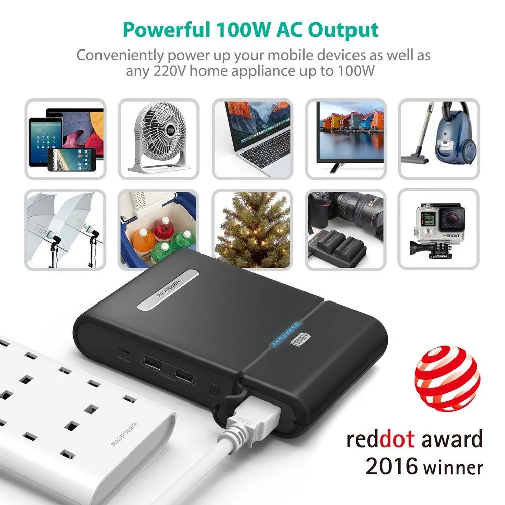 Powerbank RAVPower RP-PB055 27000mAh PD 60W Max z gniazdem AC 220/230V