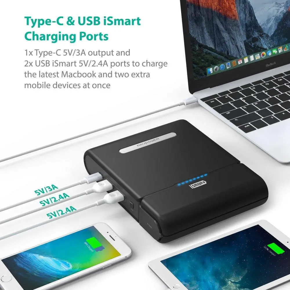 Powerbank RAVPower RP-PB055 27000mAh PD 60W Max z gniazdem AC 220/230V