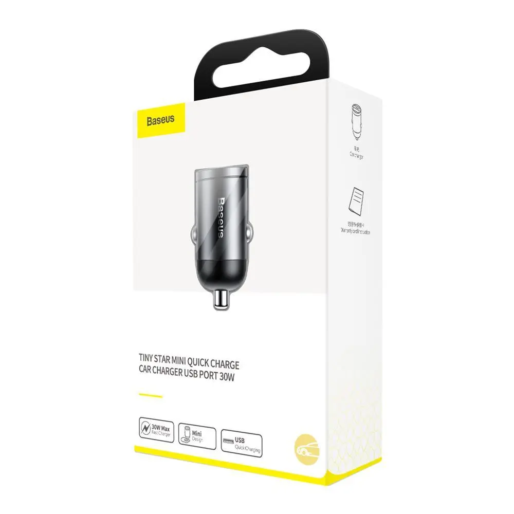 Ładowarka samochodowa Baseus VCHX-A0G Tiny Star Mini QC 3,0 1USB 30W Szary