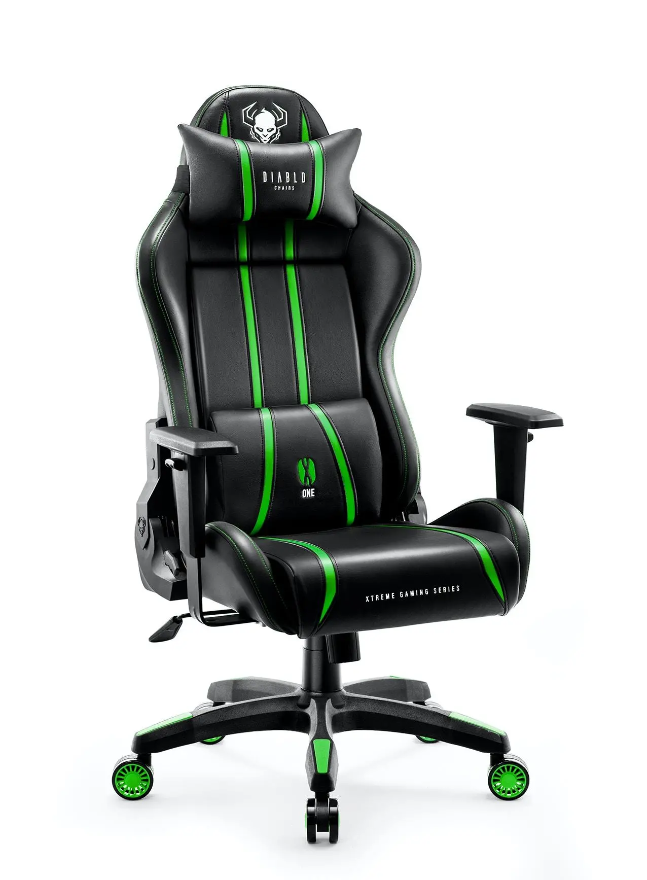 Fotel Diablo Chairs X-One 2.0 Normal Size Gamingowy do 136kg Skóra ECO Tkanina Czarno-zielony