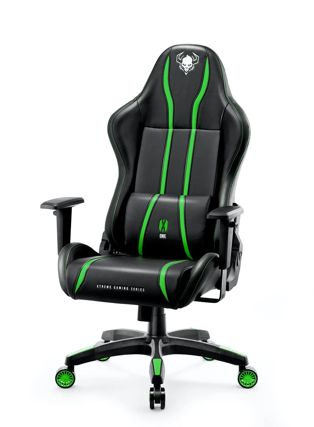 Fotel Diablo Chairs X-One 2.0 Normal Size Gamingowy do 136kg Skóra ECO Tkanina Czarno-zielony