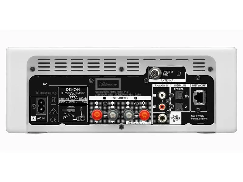 Amplituner Denon CEOL RCDN-11 DAB 2.1-kanałowy Wi-Fi Bluetooth AirPlay Biały