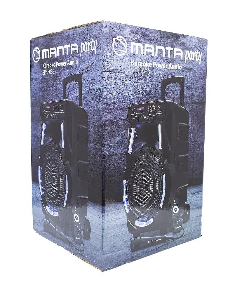 Power Audio Manta SPK5033 40W Bluetooth Radio FM Mikrofon Karaoke Czarny