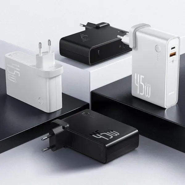 Powerbank Baseus PPNLD-F02 Ładowarka GaN + 10000mAh 2w1 Power Station PPS PD 3.0 45W Biały