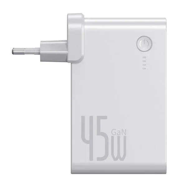 Powerbank Baseus PPNLD-F02 Ładowarka GaN + 10000mAh 2w1 Power Station PPS PD 3.0 45W Biały