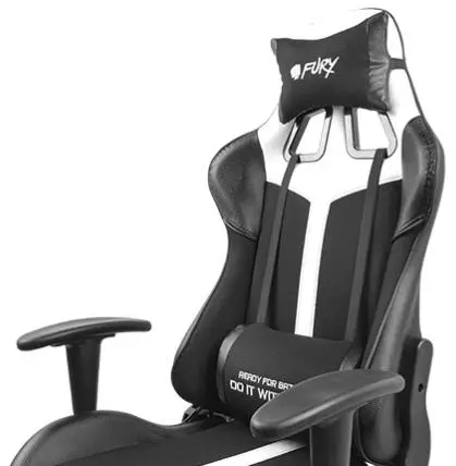 Fotel Fury Avenger XL Gamingowy do 150kg Skóra ECO Czarno-biały