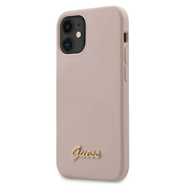 Etui Guess Silicone Script Gold Logo GUHCP12SLSLMGLP do iPhone 12 mini