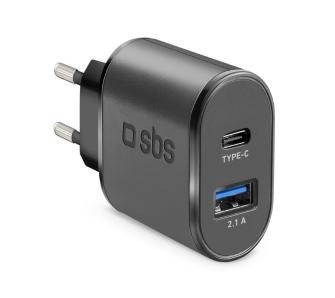 Ładowarka sieciowa SBS USB + USB-C  10W Czarny