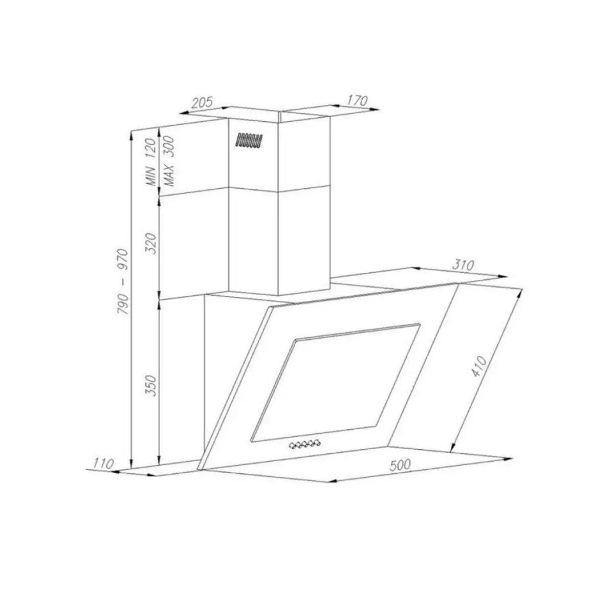 Okap VDB Ambi 50 Biały 50cm