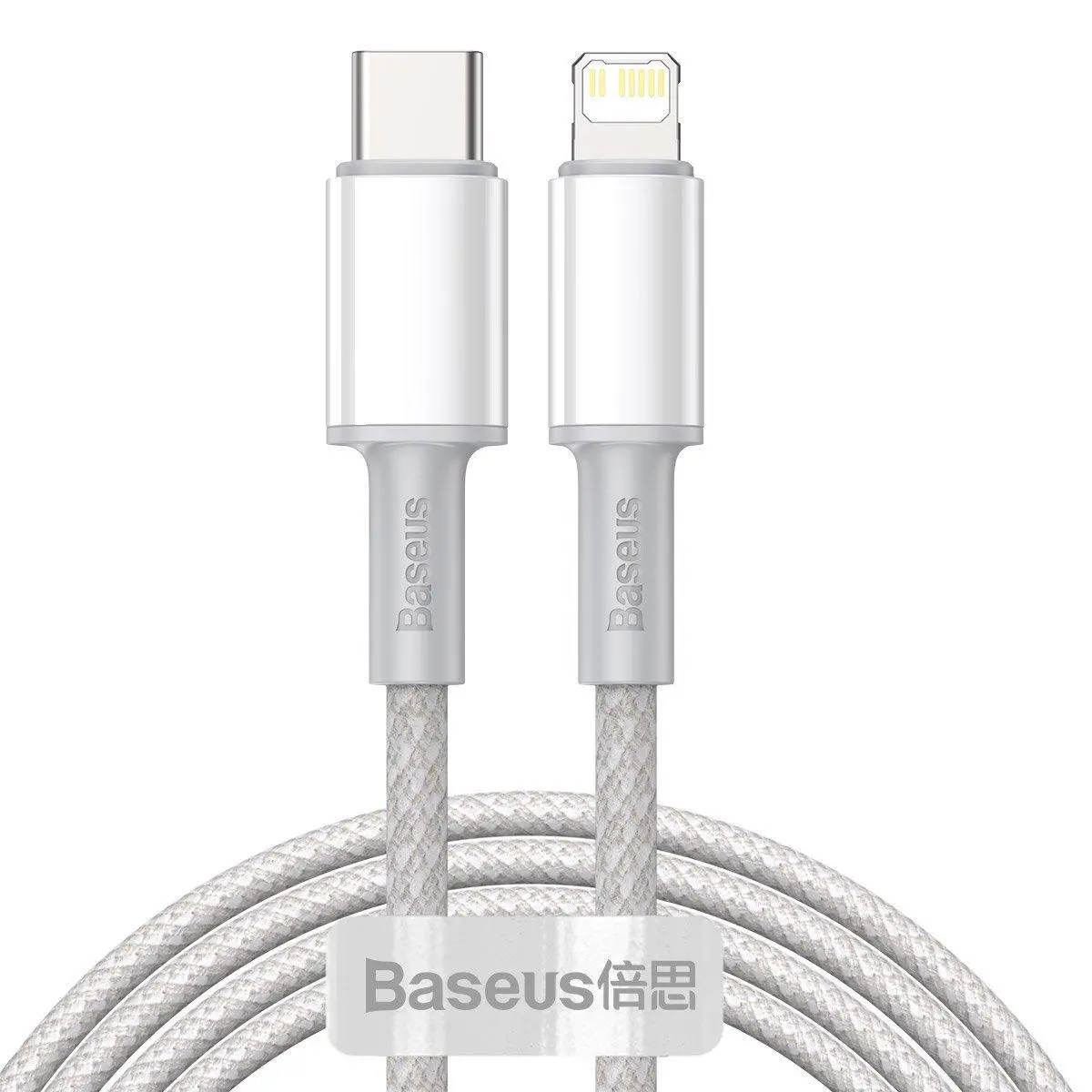 Kabel Baseus USB-C do Lightning High Density Braided 20W 5A PD 2m Biały