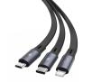 Kabel Baseus USB 3w1 Bright Mirror 3,5A 1,2m Czarny