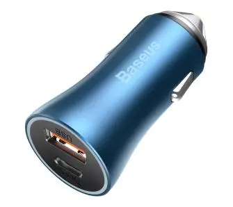 Ładowarka samochodowa Baseus Golden Contactor Pro USB USB-C QC4,0+ PD SCP 40W Niebieski