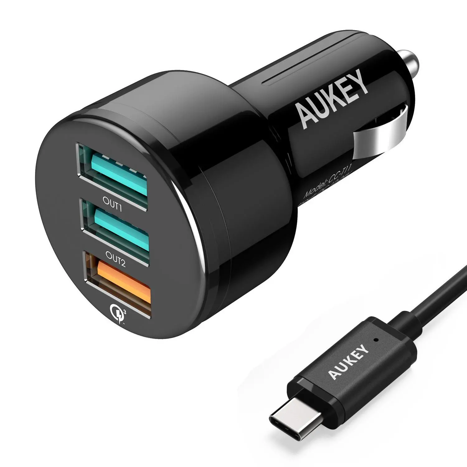 Ładowarka samochodowa Aukey CC-T11 AiPower 3xUSB 42W Czarny