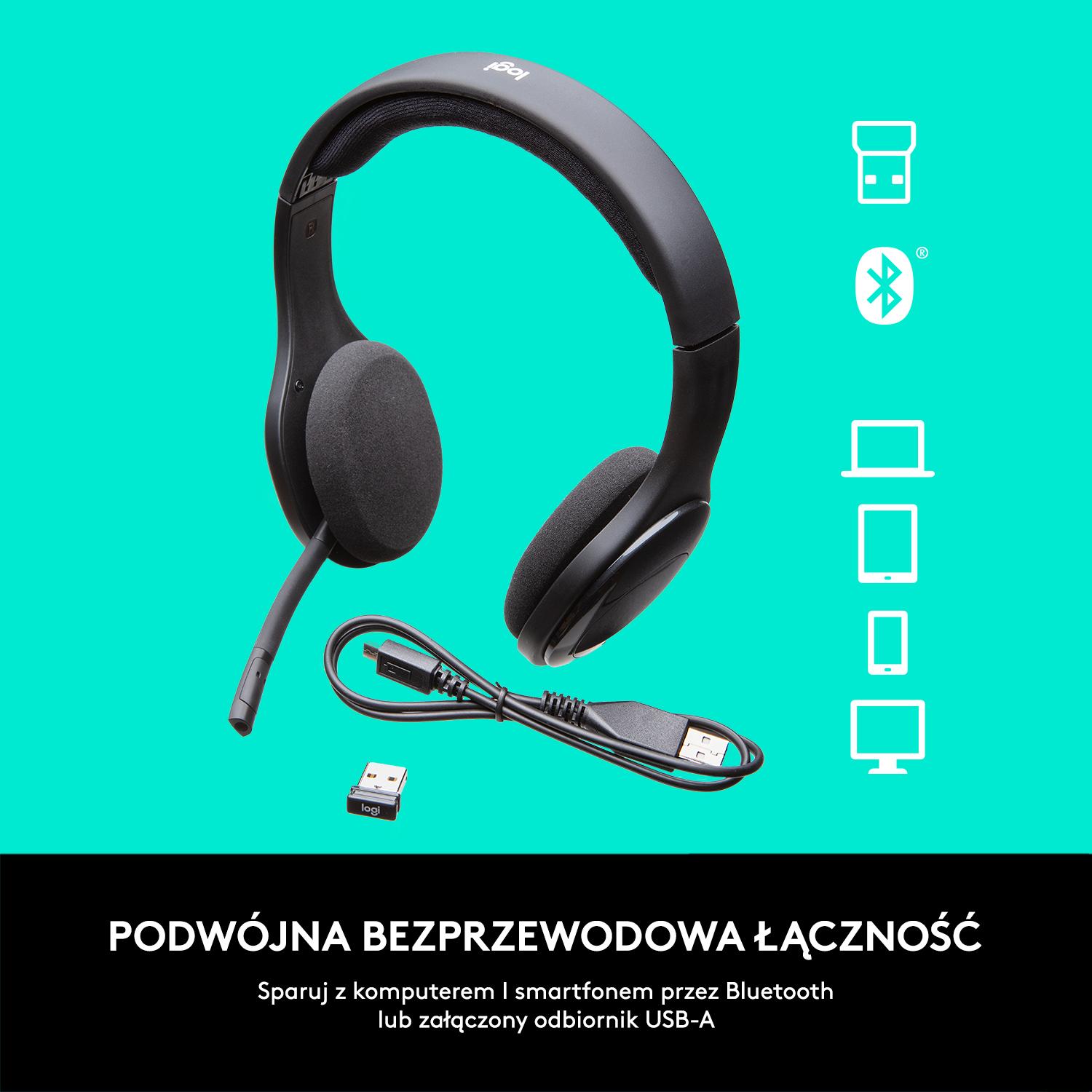 Słuchawki bezprzewodowe z mikrofonem Logitech Wireless Headset H800