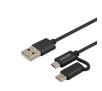 Kabel Savio CL-128 - 2w1 USB - micro USB/typ C 1m Czarny