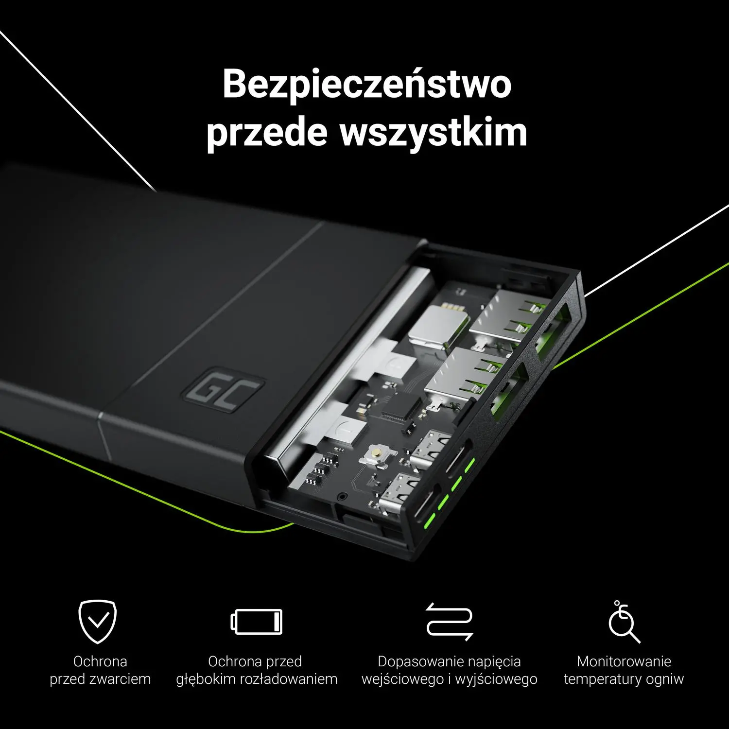 Powerbank Green Cell PowerPlay 10S 10000mAh PD 18W Czarny