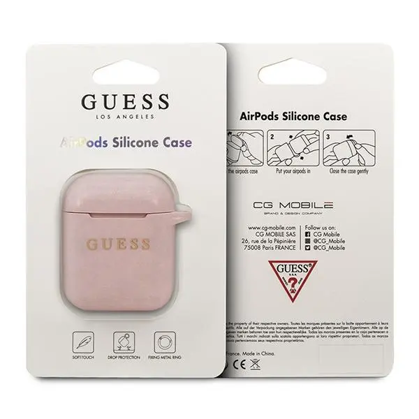 Etui na słuchawki Guess GUACCSILGLLP Silikonowe etui AirPods Różowy