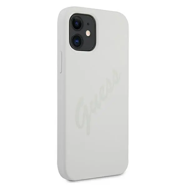 Etui Guess Silicone Vintage Script GUHCP12SLSVSCR do iPhone 12 mini Kremowy