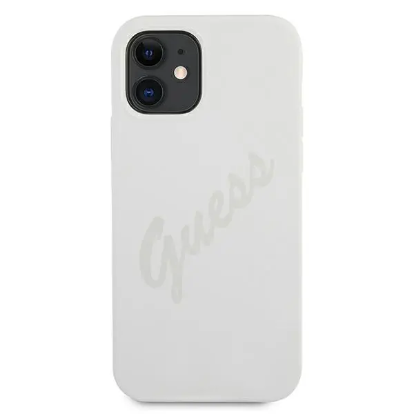 Etui Guess Silicone Vintage Script GUHCP12SLSVSCR do iPhone 12 mini Kremowy