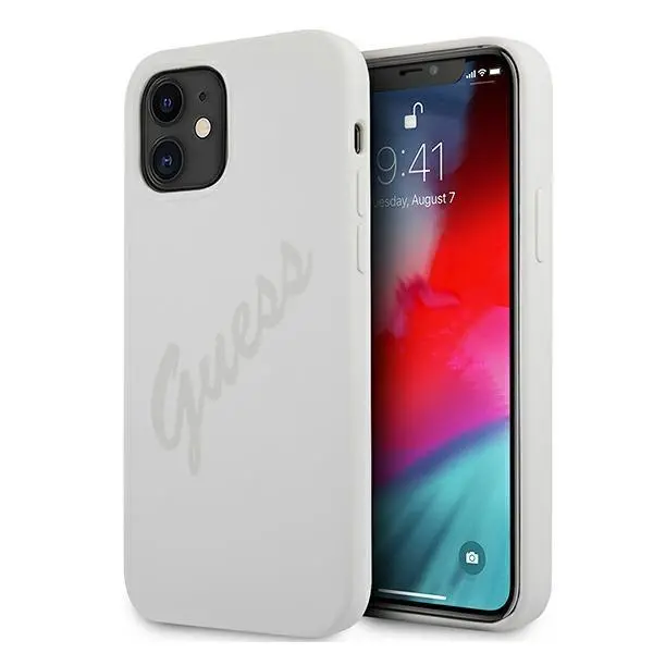 Etui Guess Silicone Vintage Script GUHCP12SLSVSCR do iPhone 12 mini Kremowy