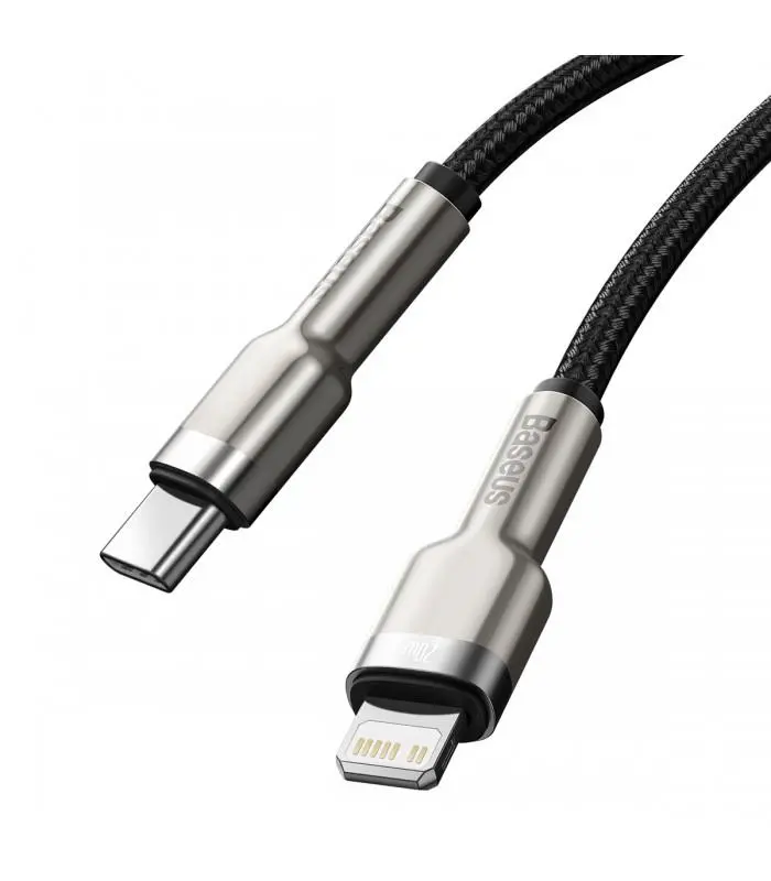 Kabel Baseus Cafule metal USB-C do Lightning 20W 0,25m Czarny