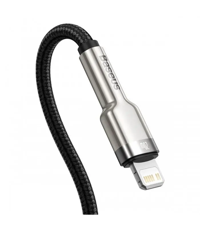 Kabel Baseus Cafule metal USB-C do Lightning 20W 0,25m Czarny