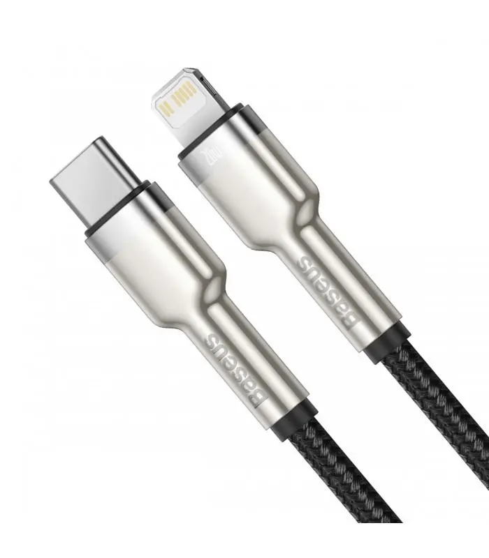 Kabel Baseus Cafule metal USB-C do Lightning 20W 0,25m Czarny