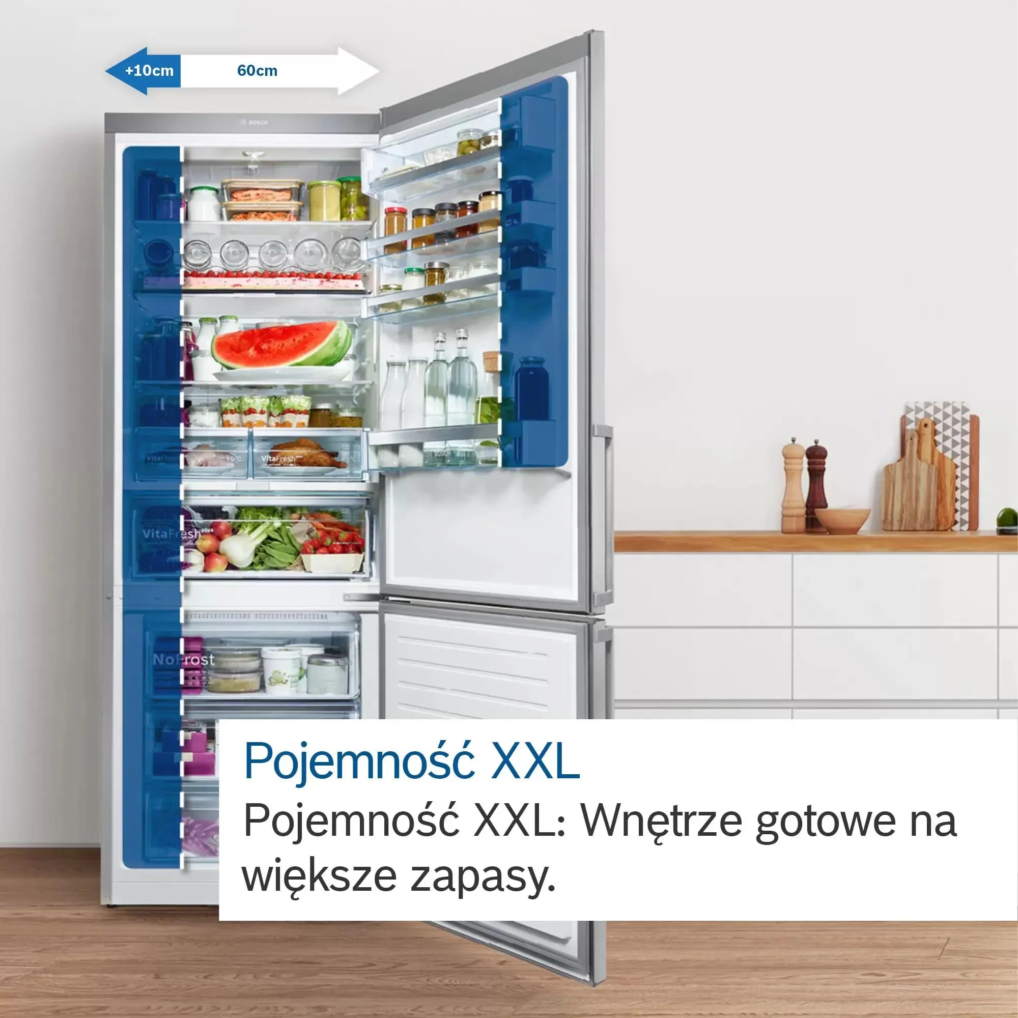 Lodówka Bosch Serie 4 KFN96VPEA Pełny No Frost 183cm Szuflada z kontrolą wilgotności Stalowy
