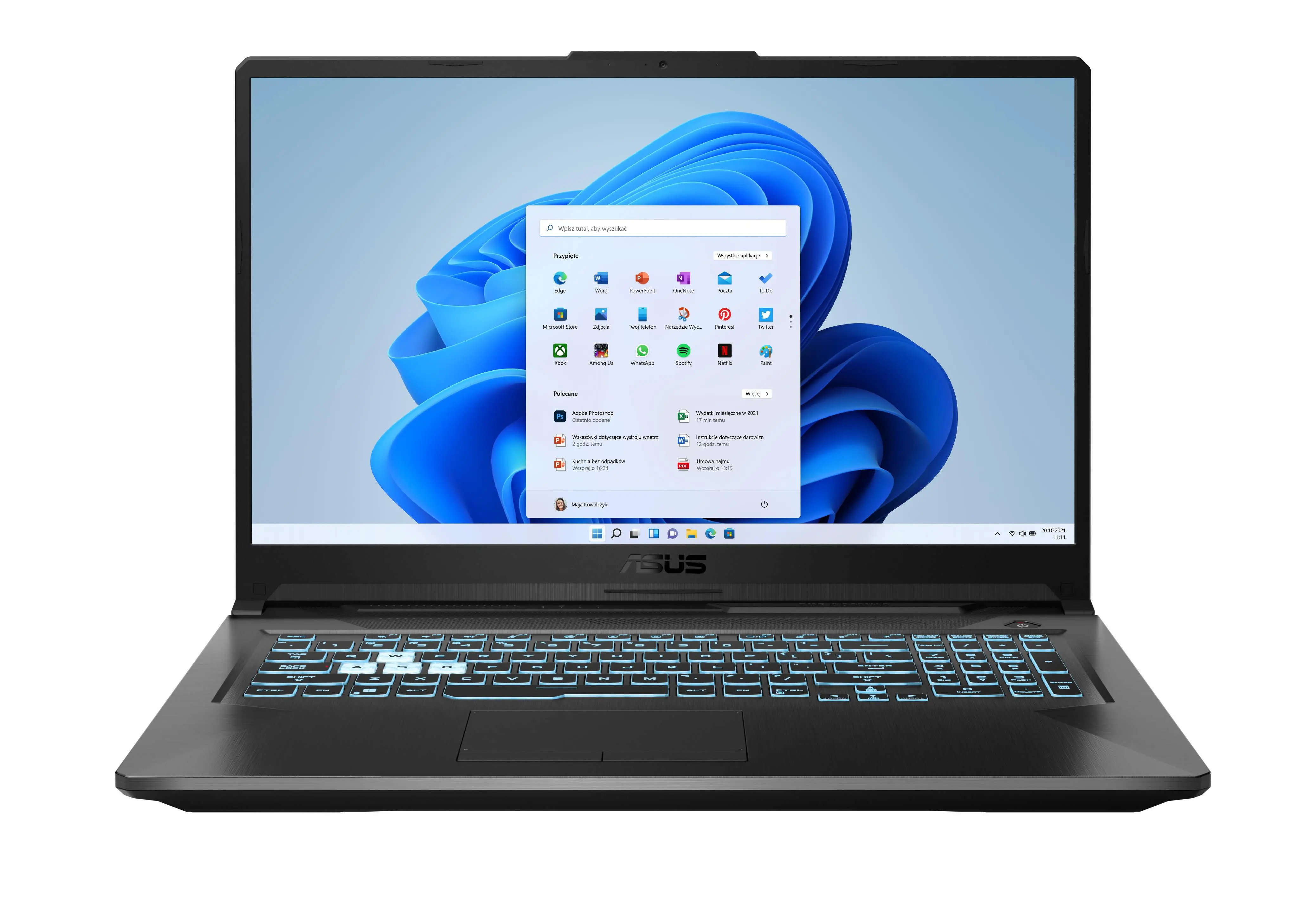 Laptop gamingowy ASUS TUF Gaming F17 FX706HCB-HX147W 17,3" 144Hz i5-11400H 16GB RAM 512GB Dysk SSD RTX3050 Win11 Czarny