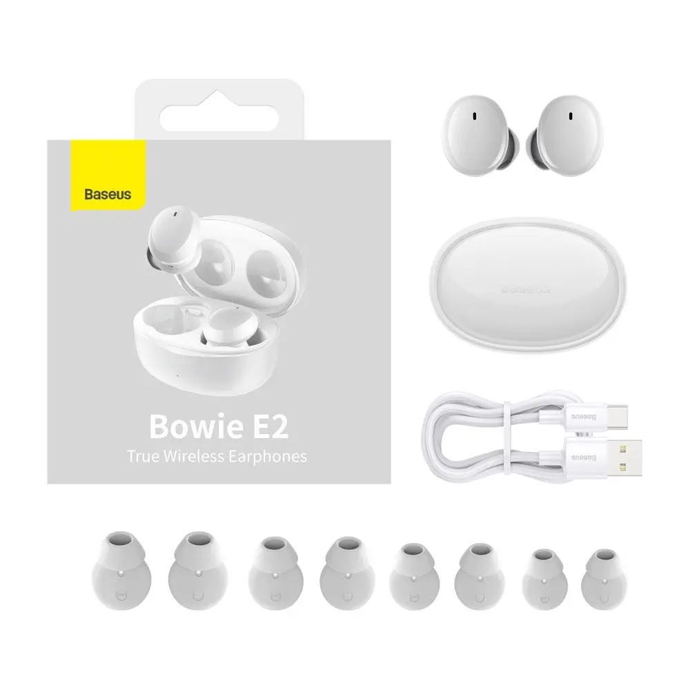 Słuchawki bezprzewodowe Baseus Bowie E2 Dokanałowe Bluetooth 5.2 Biały