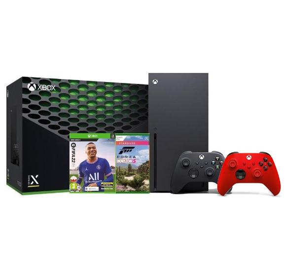 konsola Xbox Series X Xbox Series X + Forza Horizon 5 + FIFA 22 + dodatkowy pad (czerwony)