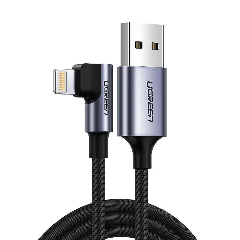 Kabel UGREEN kątowy Lightning 1m US299 Czarny