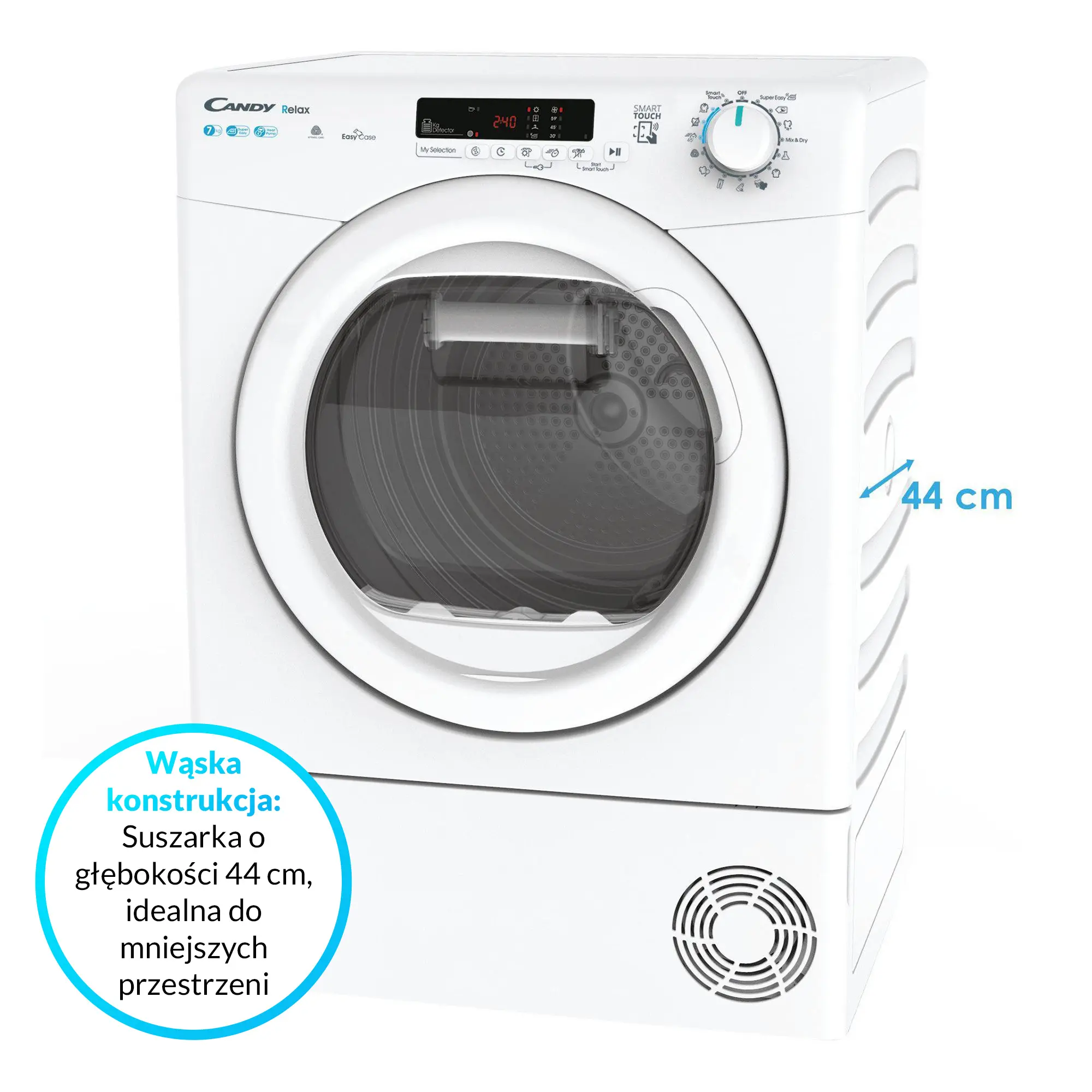 Suszarka Candy Smart CR4 H7A1DE-S Slim 46,5cm 7kg
