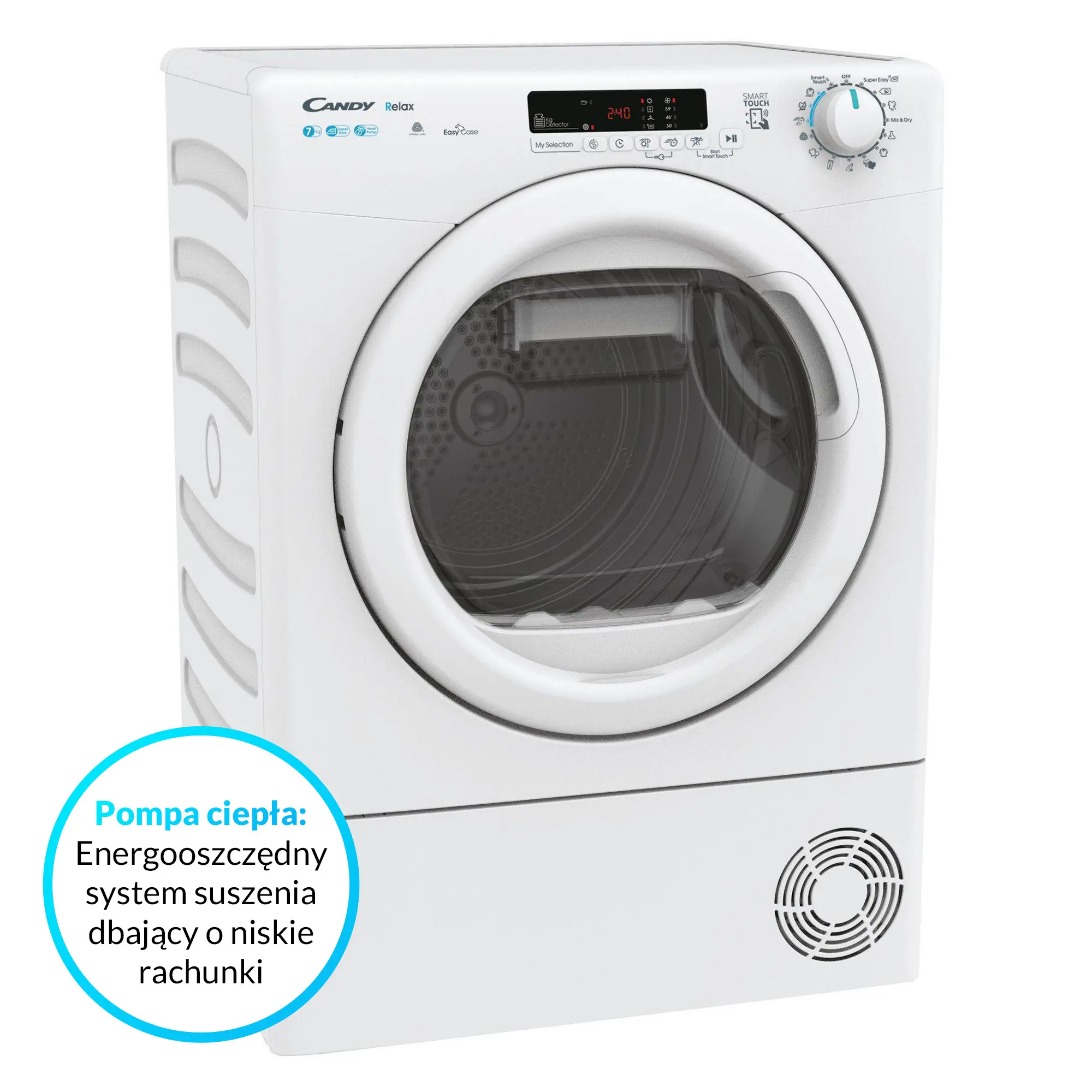 Suszarka Candy Smart CR4 H7A1DE-S Slim 46,5cm 7kg