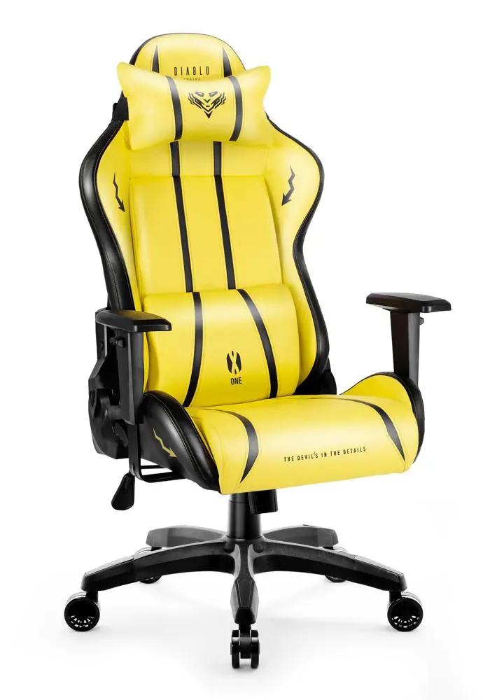 Fotel Diablo Chairs X-One 2.0 Normal Size Electric Yellow Gamingowy do 136kg Skóra ECO Tkanina Żółto-czarny