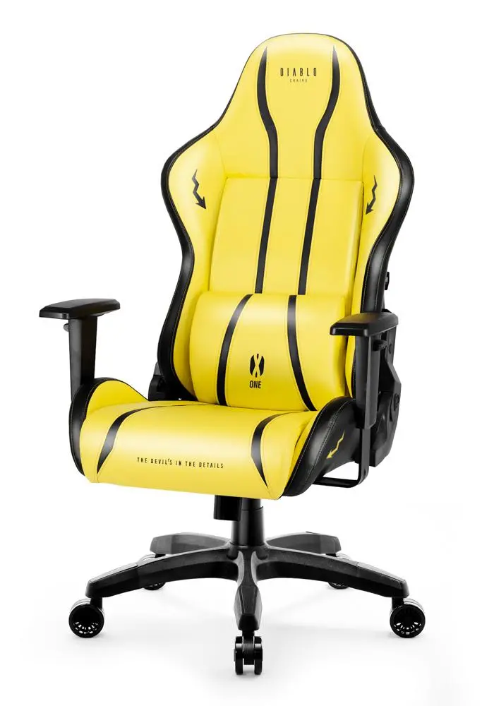 Fotel Diablo Chairs X-One 2.0 Normal Size Electric Yellow Gamingowy do 136kg Skóra ECO Tkanina Żółto-czarny