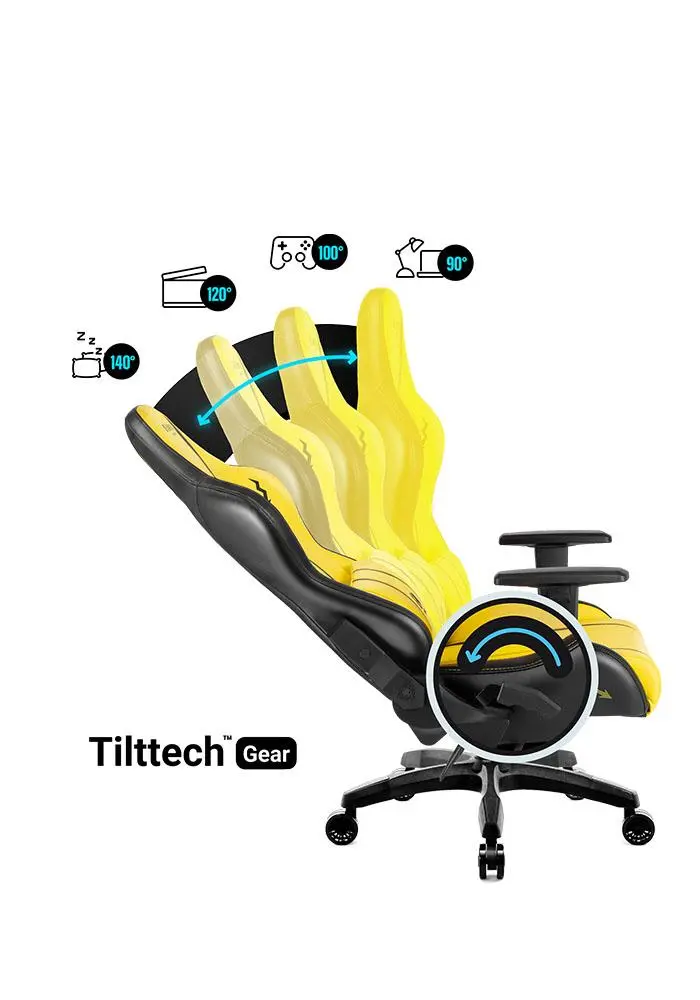 Fotel Diablo Chairs X-One 2.0 Normal Size Electric Yellow Gamingowy do 136kg Skóra ECO Tkanina Żółto-czarny