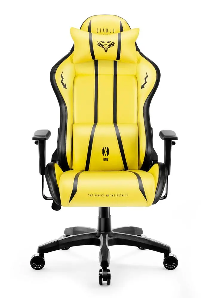 Fotel Diablo Chairs X-One 2.0 Normal Size Electric Yellow Gamingowy do 136kg Skóra ECO Tkanina Żółto-czarny