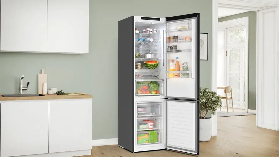 Lodówka Bosch Serie 6 KGN39LBCF Pełny No Frost 203cm Szuflada z kontrolą wilgotności Czarne szkło
