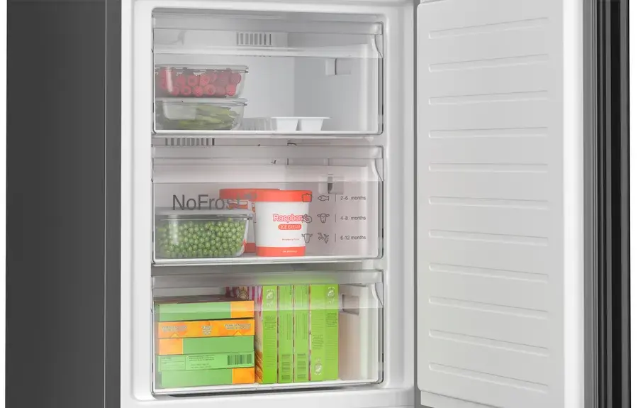 Lodówka Bosch Serie 6 KGN39LBCF Pełny No Frost 203cm Szuflada z kontrolą wilgotności Czarne szkło