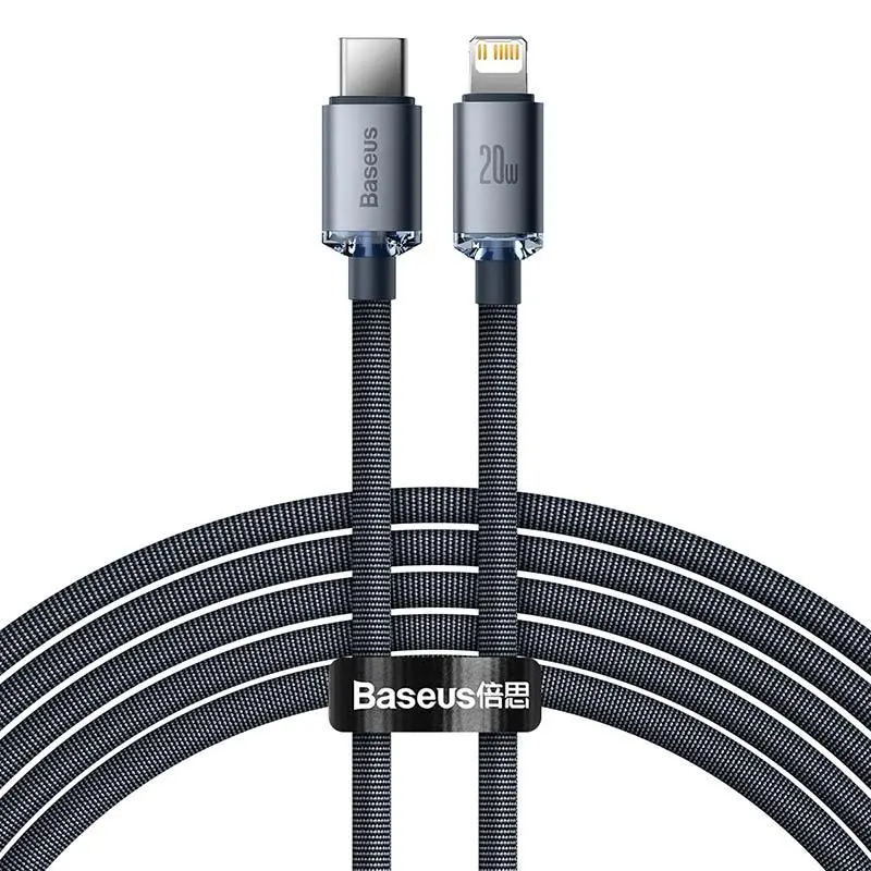 Kabel Baseus USB-C do Lightning Crystal 20W PD 2m Czarny