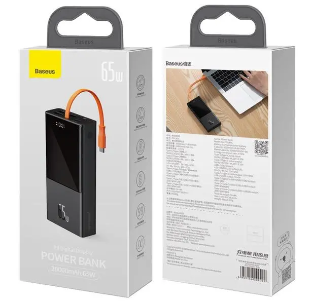 Powerbank Baseus PPJL000001 Elf 20000mAh PD USB-C 65W Czarny