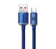 Baseus USB-A do USB-C Crystal 100W 2m Niebieski