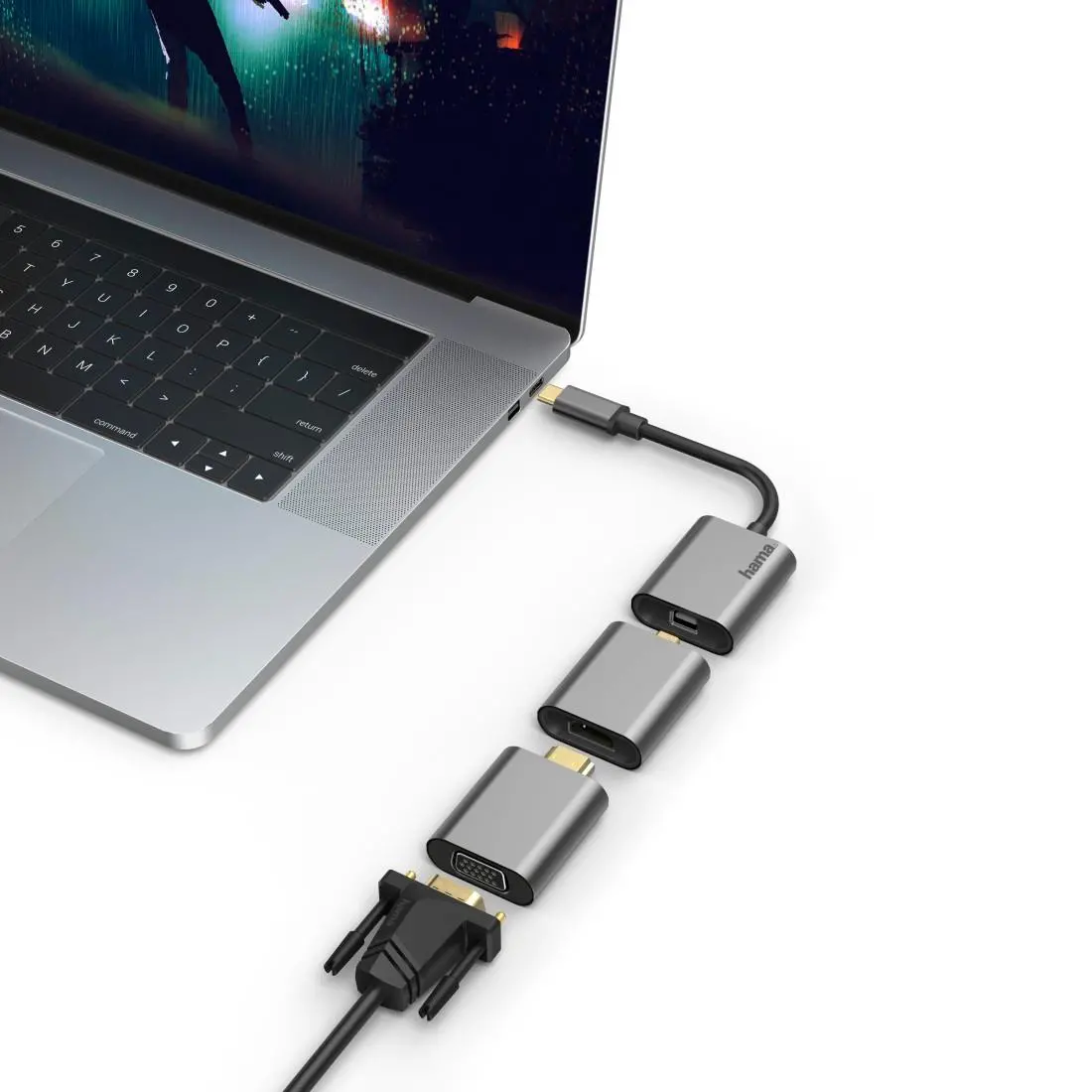 Adapter Hama 00200306 Premium USB-C - mini DP/HDMI/VGA