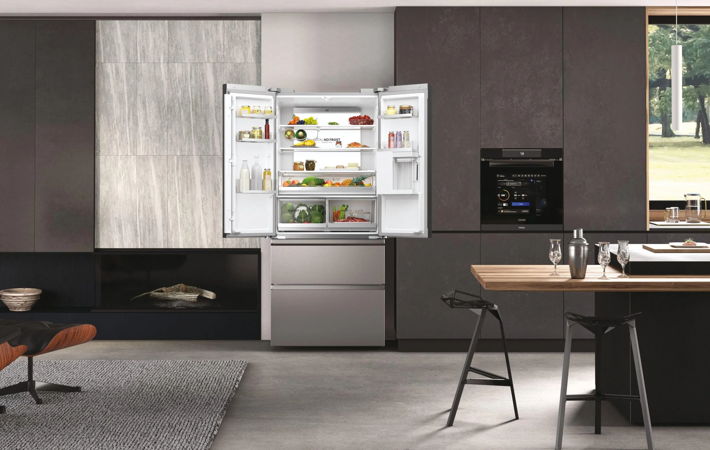 Lodówka Haier Seria 7 HFW7819EWMP Pełny No Frost 192,5cm Dystrybutor wody Zdalne sterowanie Inox