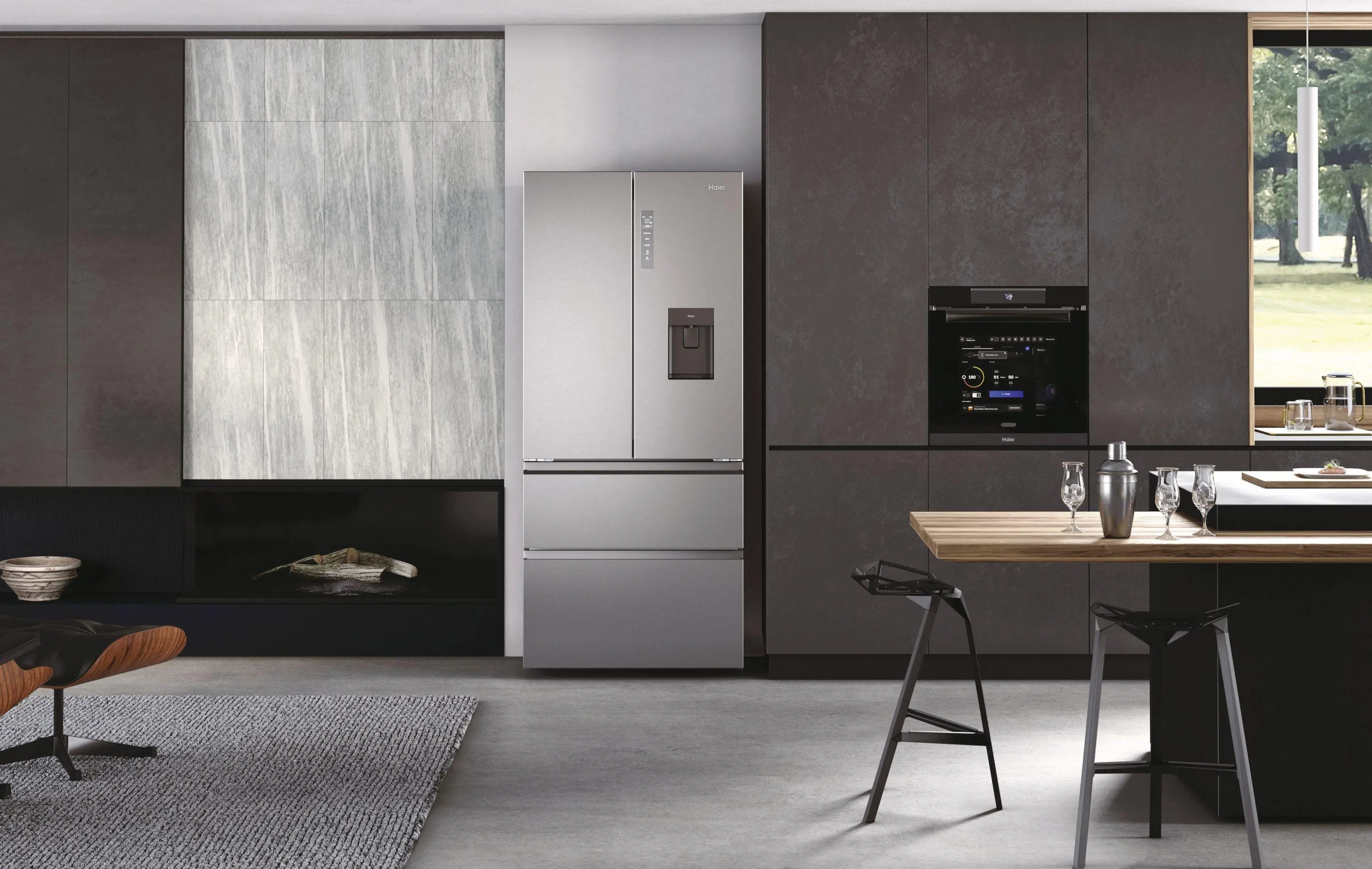Lodówka Haier Seria 7 HFW7819EWMP Pełny No Frost 192,5cm Dystrybutor wody Zdalne sterowanie Inox